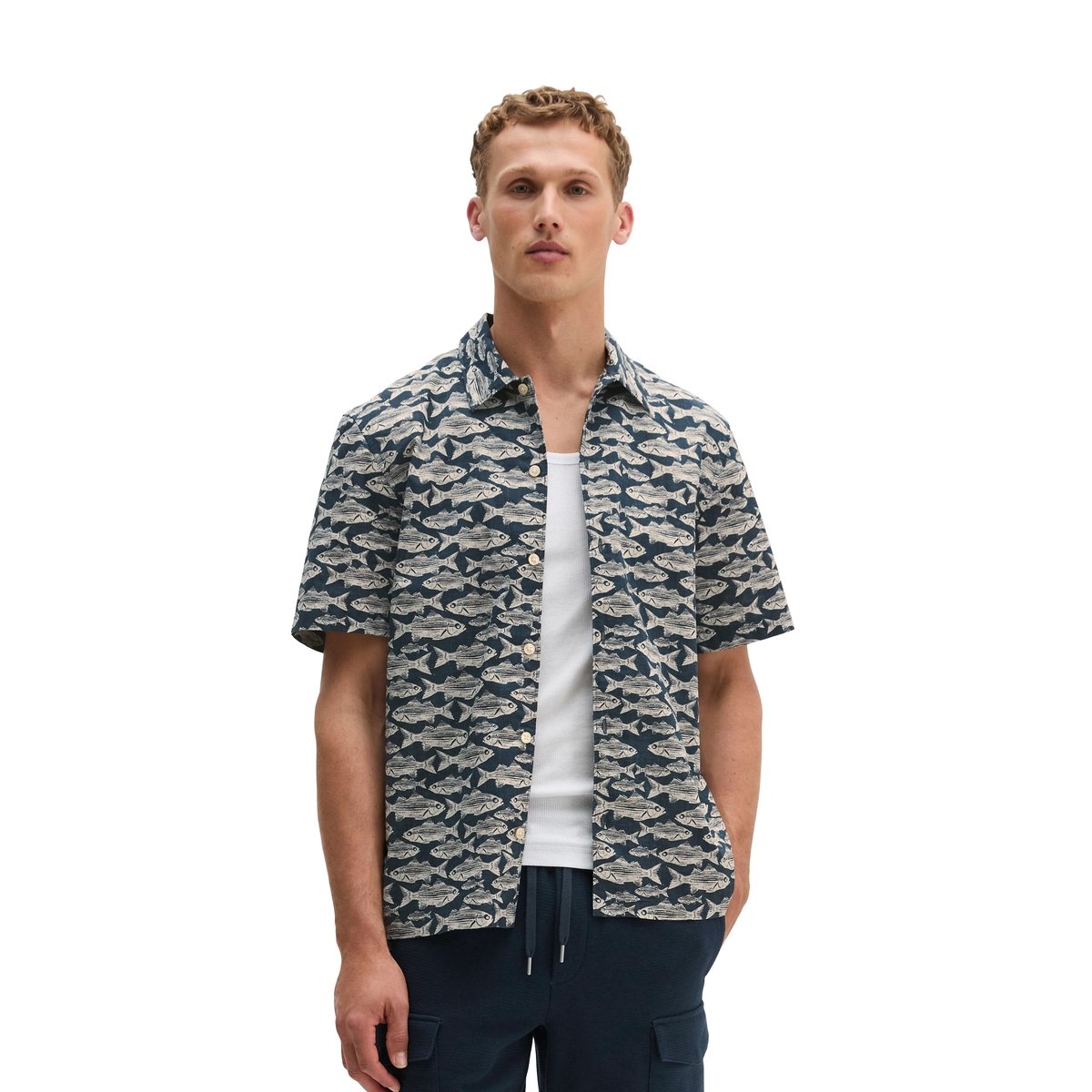 Chemise regular en popeline de coton bio bleu clair, MARC O'POLO