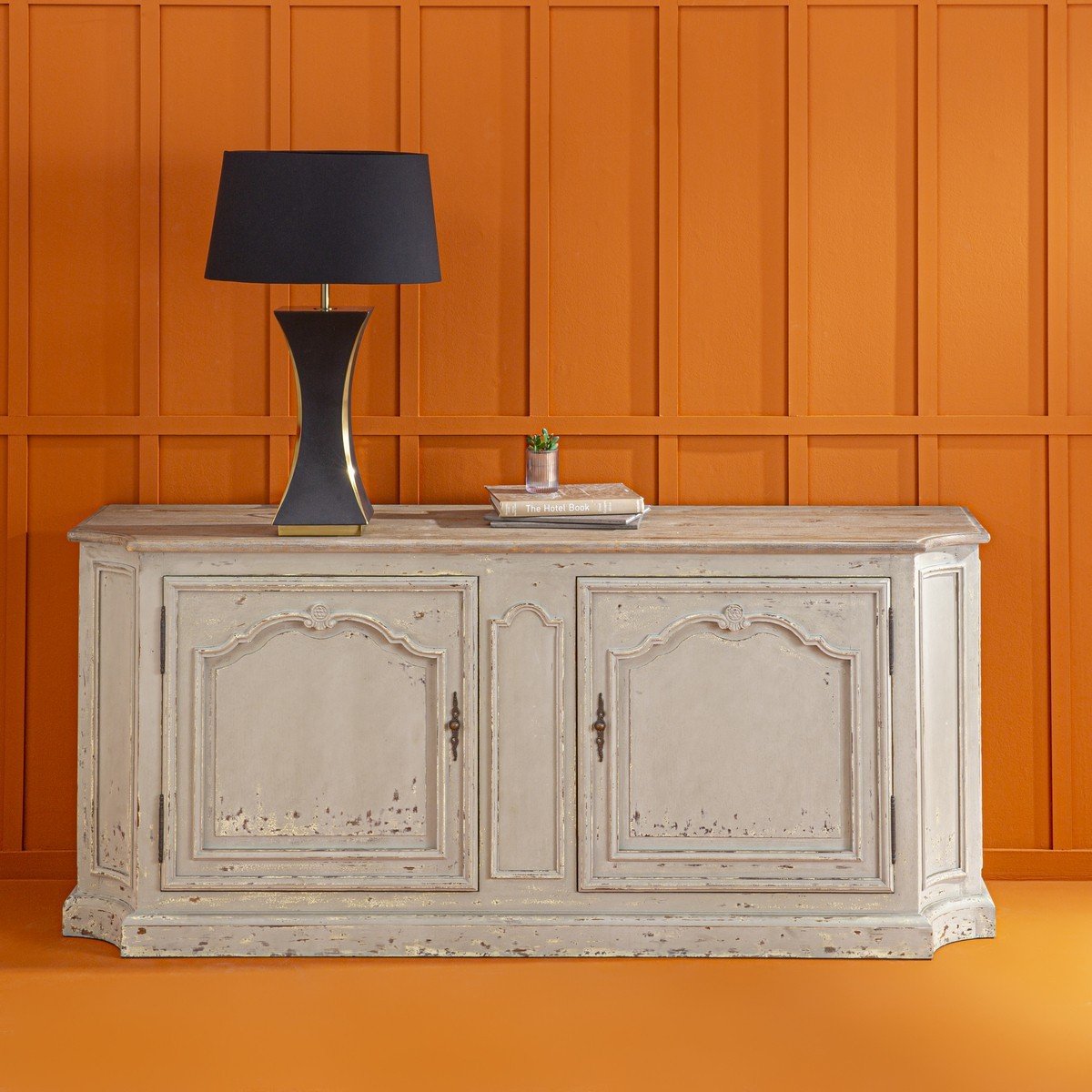 Buffet en pin massif patiné L195 cm - JOSEPHINE bois clair, SIGNATURE