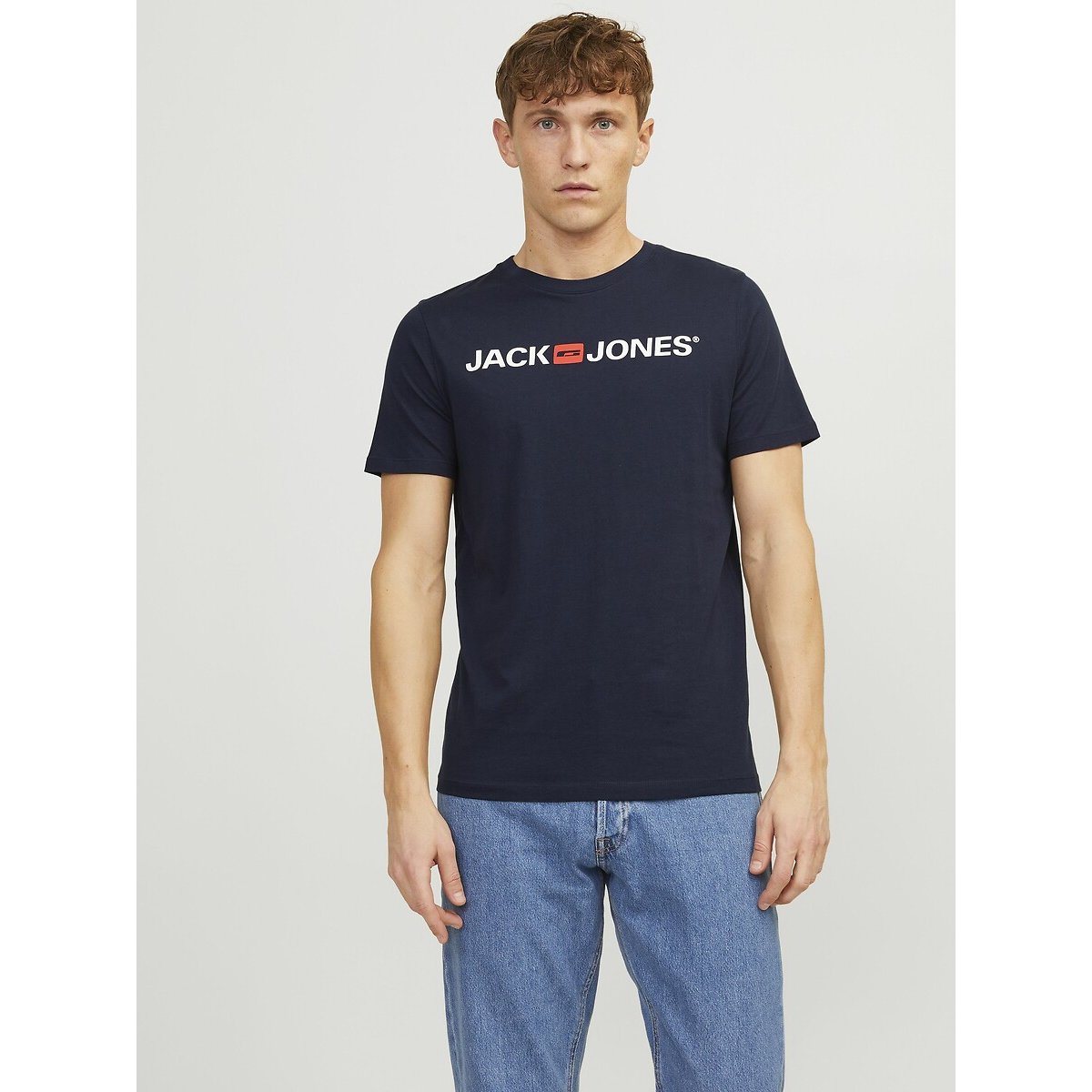 Lot de 3 t-shirts, manches courtes blanc + marine + noir, JACK & JONES
