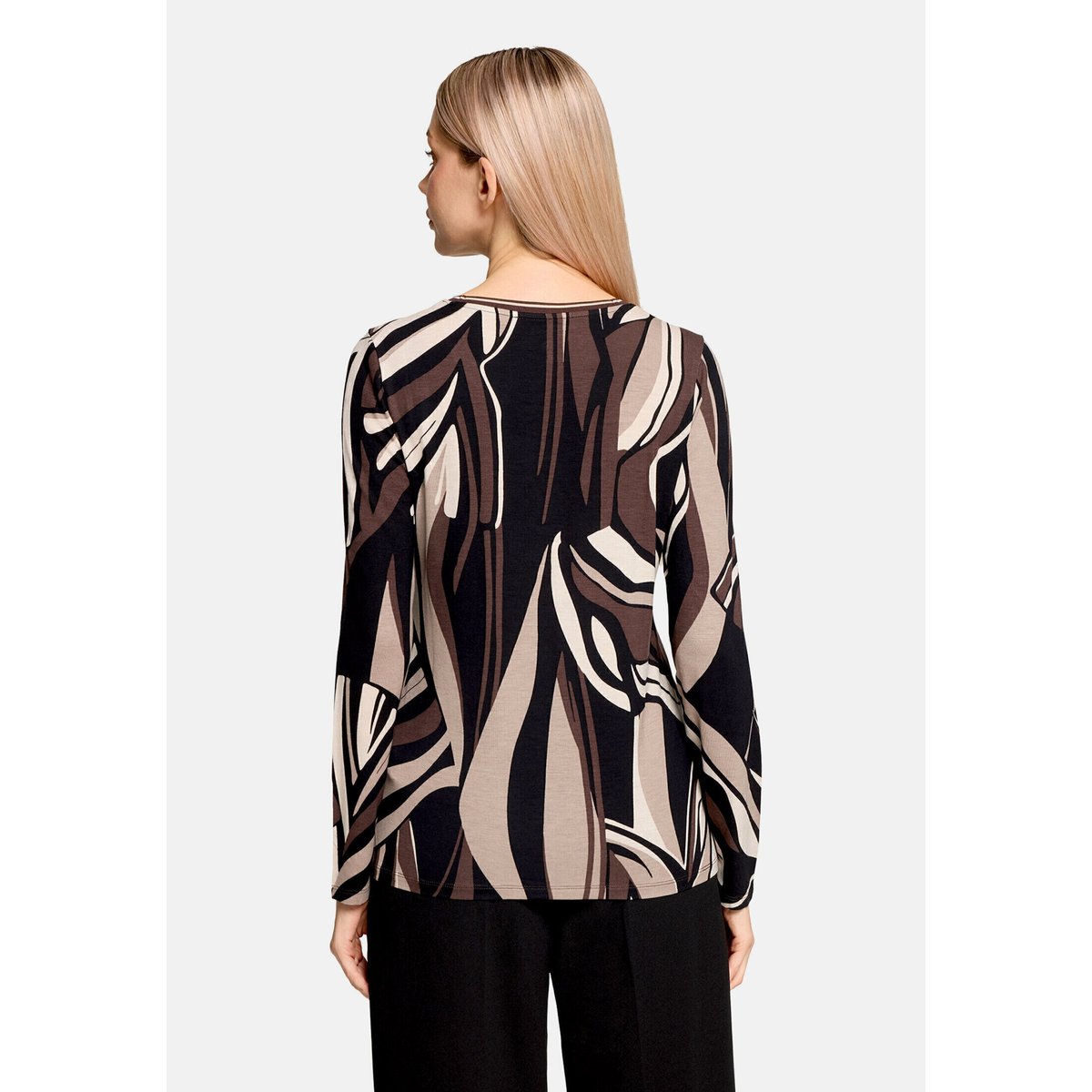 T-shirt basique à bordures côtelées taupe/black, BETTY BARCLAY