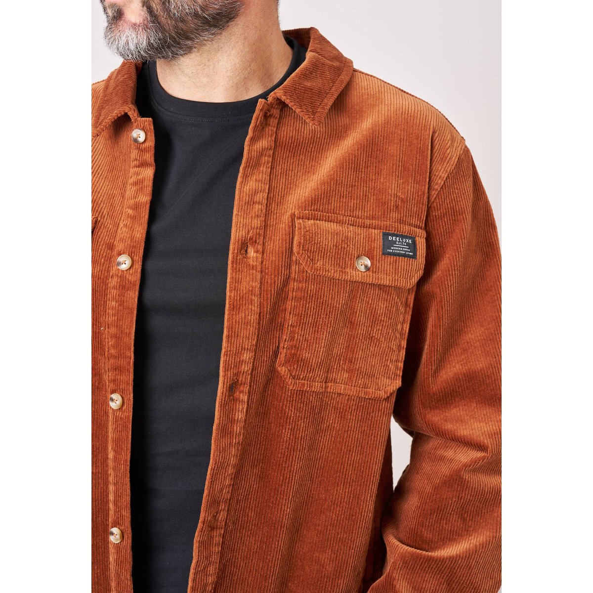Chemise loose homme en velours côtelé ALINO cognac, DEELUXE