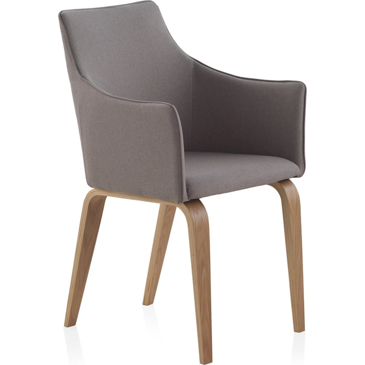 Fauteuil carré tapissé, pieds en chêne gris clair tissu et bois naturel, RECOLLECTION
