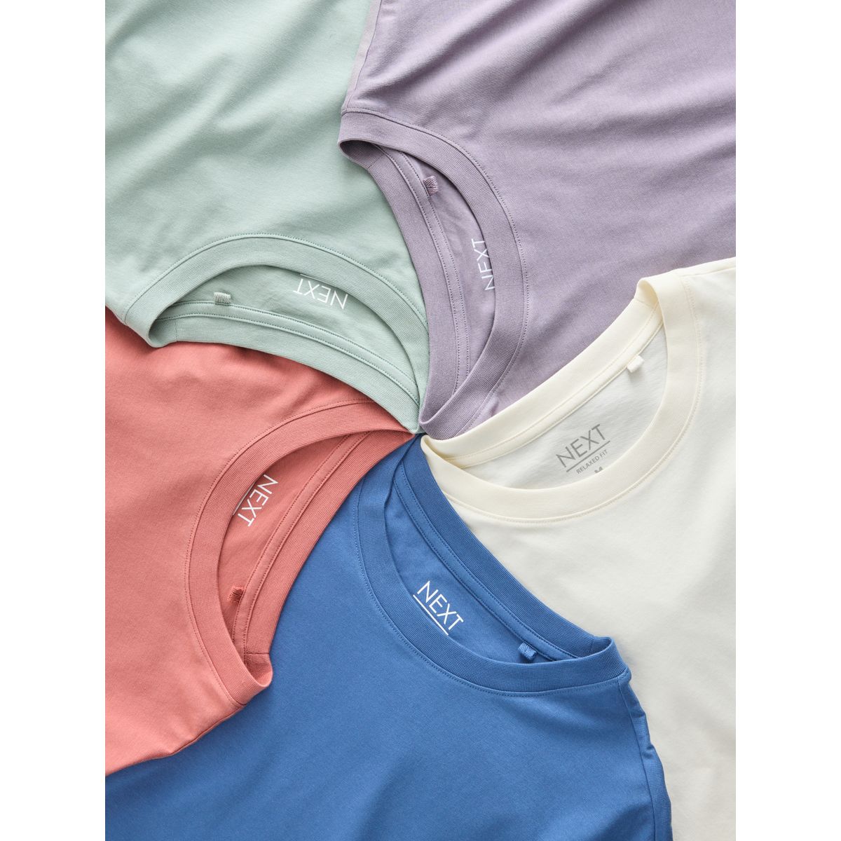 T-shirt en coton essential, lot de 5 menthe/lilas/écru/corail/bleu, NEXT