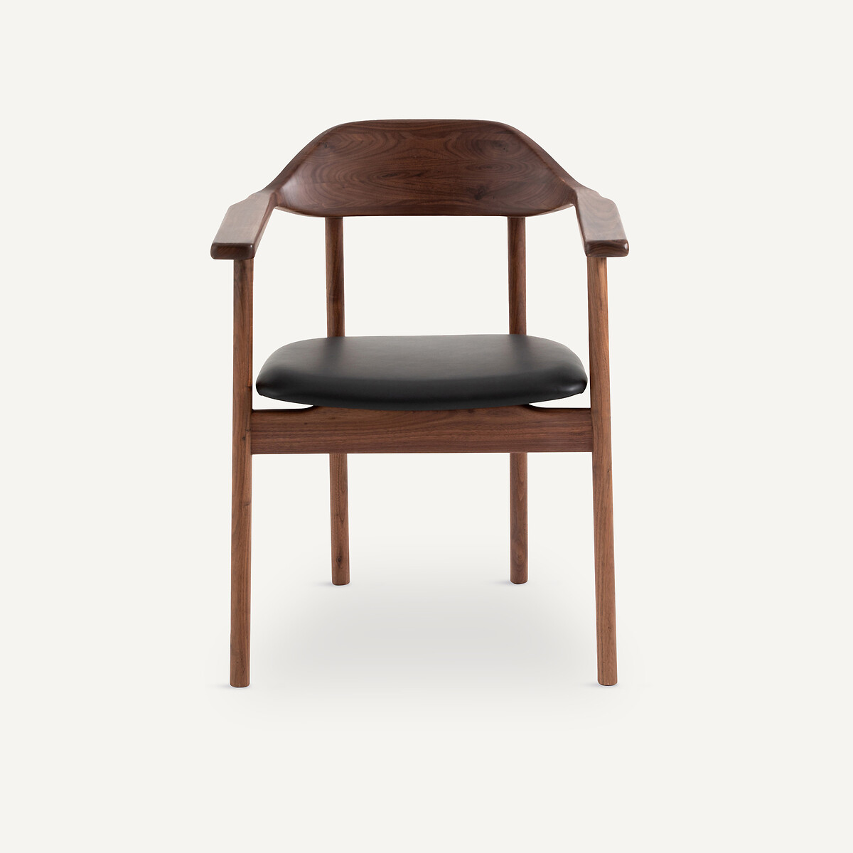 Fauteuil de table noyer, plaqué et cuir Arié noyer, AM.PM