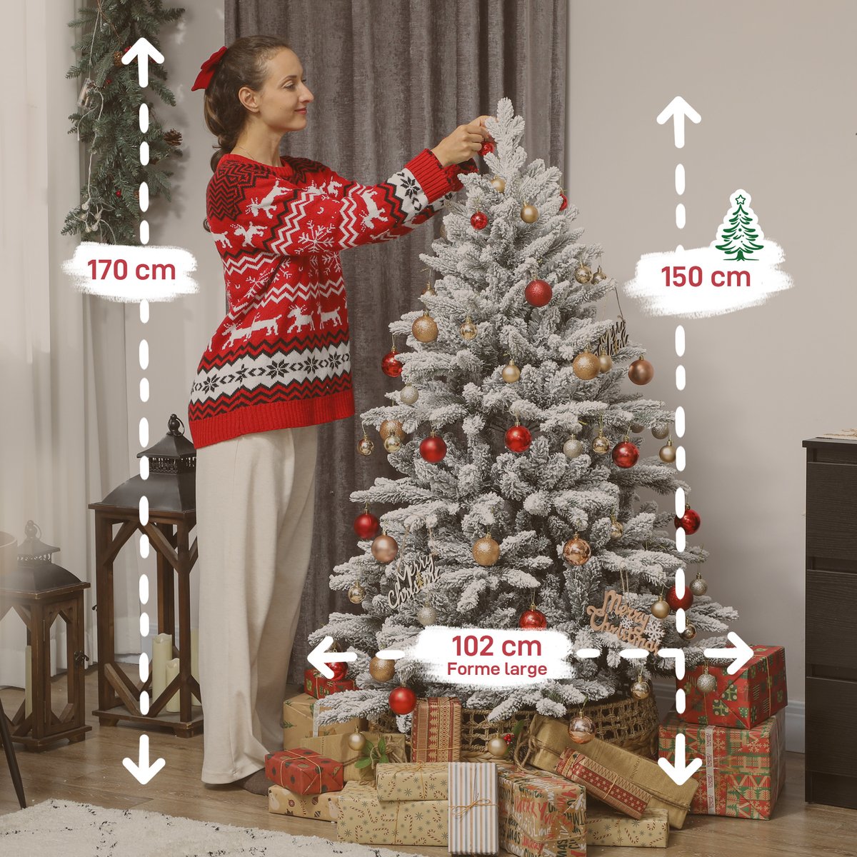 Sapin de Noël Plastique Vert vert, HOMCOM