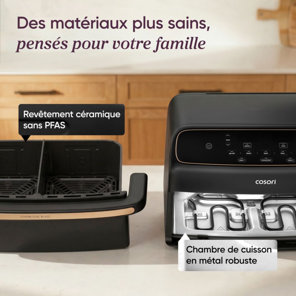 Friteuse sans huile Dual Blaze Twinfry Compact 8.6-L KAAPAFC couleur unique, COSORI