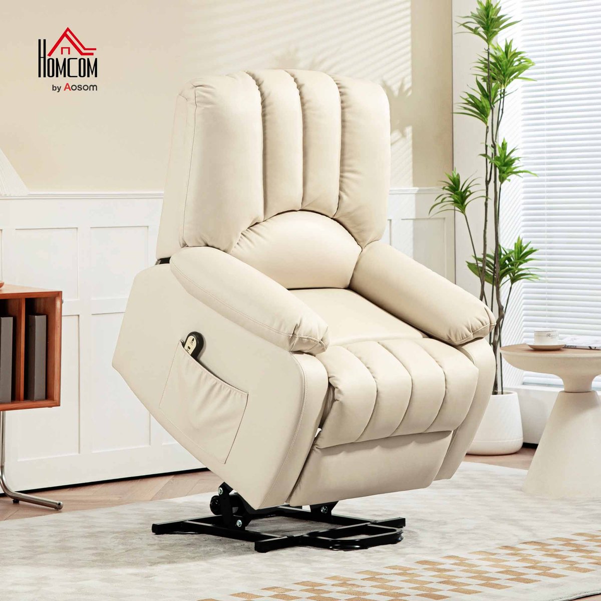 Fauteuil releveur électrique Microfibre beige, HOMCOM