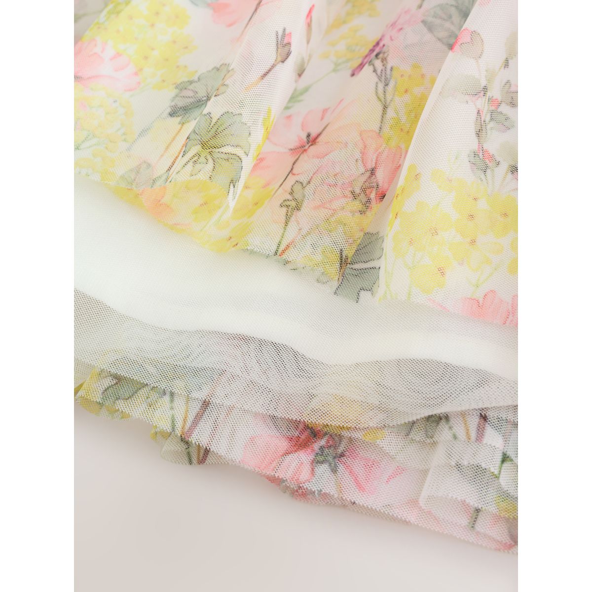 Robe habillée en mesh fleurie et manches ange jaune, NEXT