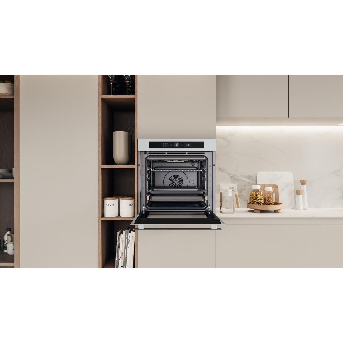 Four encastrable WOI4S8PM1SWAF - Pyrolyse, 6ème Sens, Air Fry, Cuisson Multi-niveaux Cook4, Blanc blanc, WHIRLPOOL
