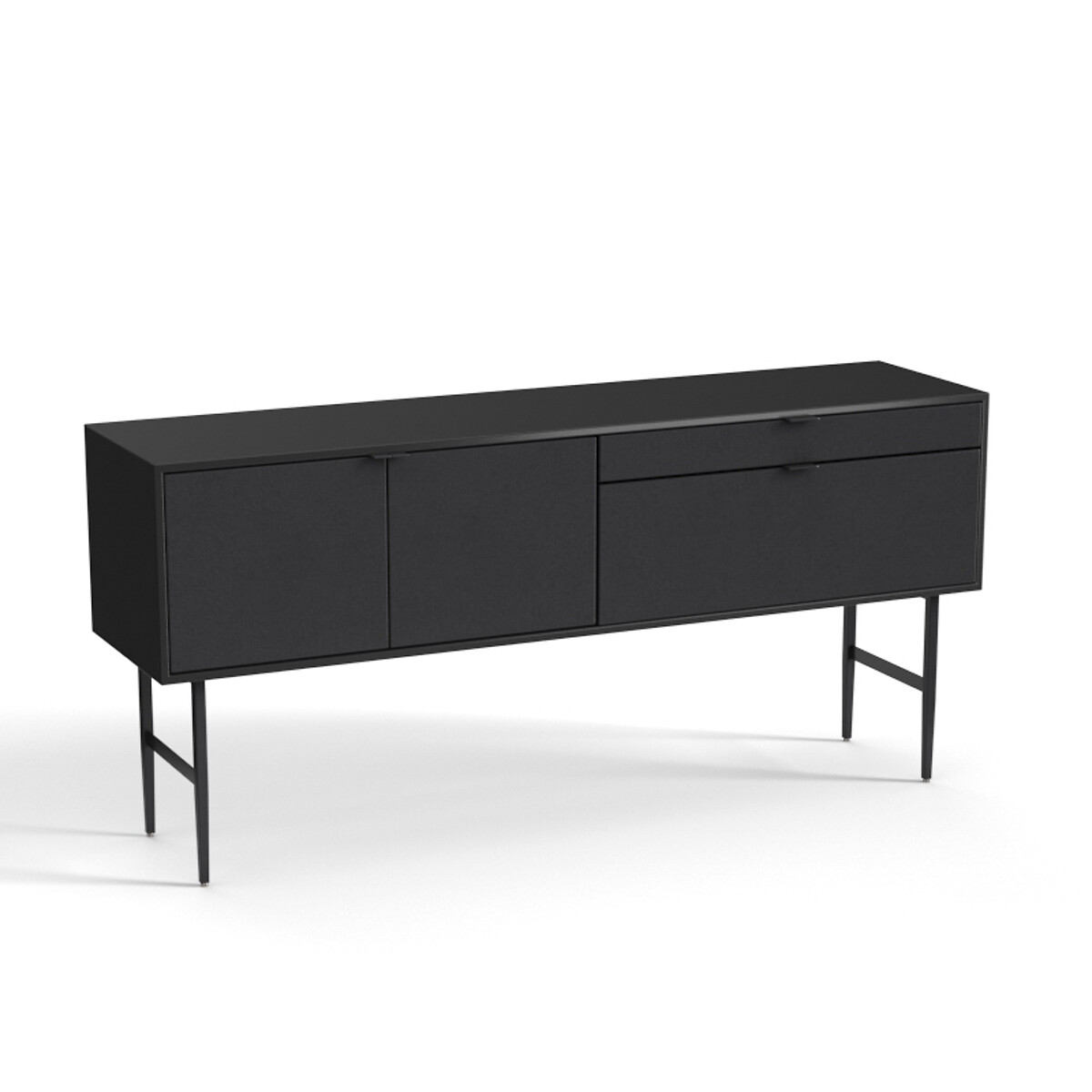 Buffet enfilade métal acier et cuir, Réalto noir, AM.PM