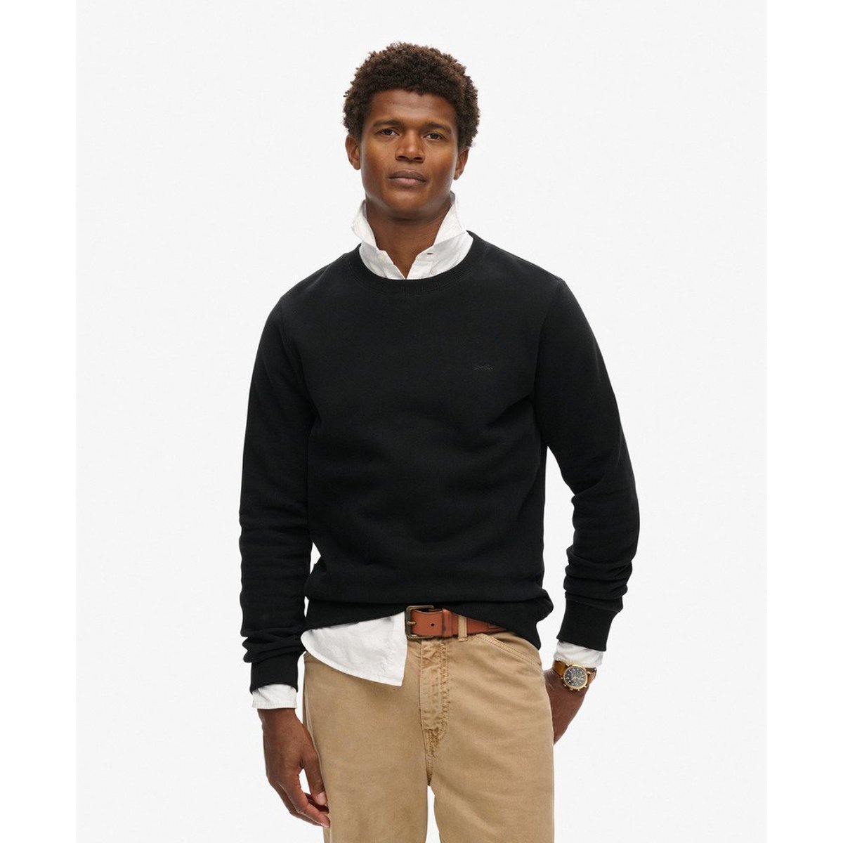 Sweat ras-du-cou à logo Essential noir, SUPERDRY