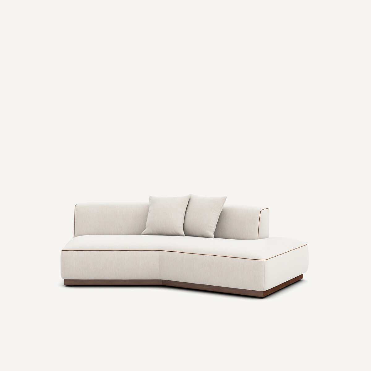 Demi-canapé droit en velours chenille, JACOPO blanc, AM.PM