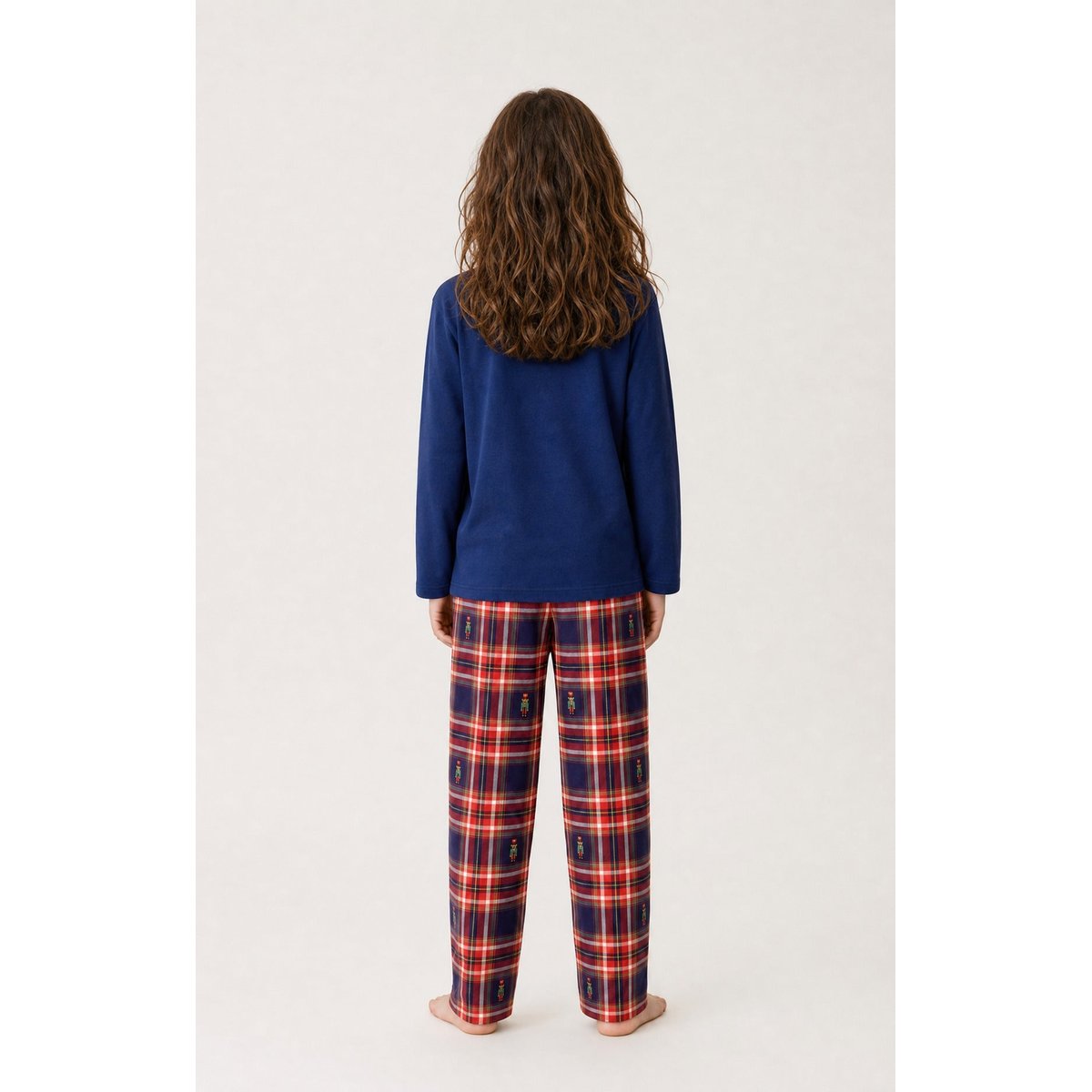 Pyjama enfant en jersey de coton épais à carreaux Léon rouge, ARTHUR