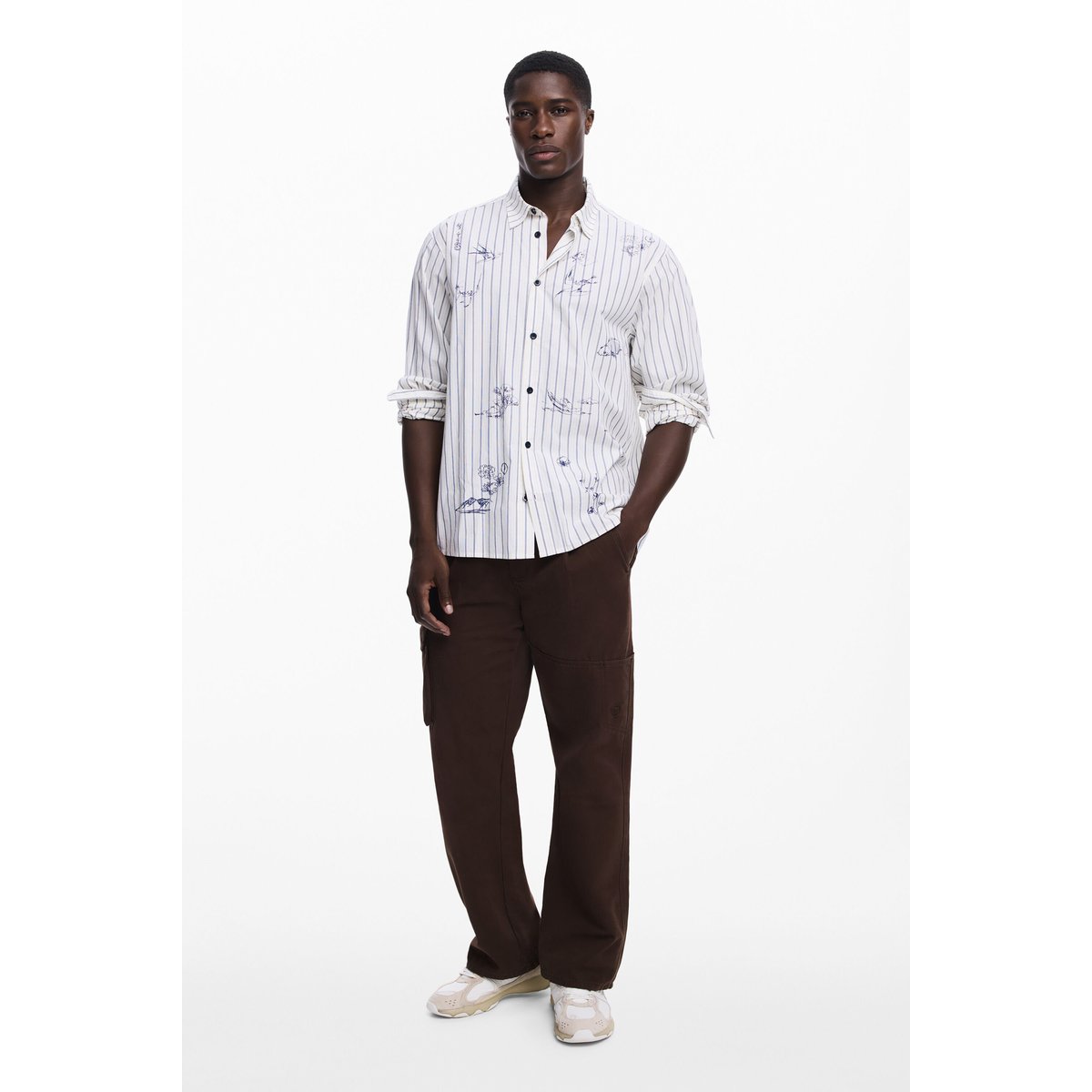 Chemise à rayures avec illustrations multicolore, DESIGUAL