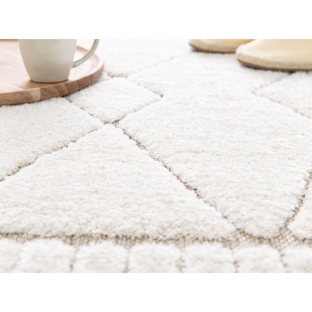 Tapis poils ras style ethnique, AGOSTO beige, BOBOCHIC