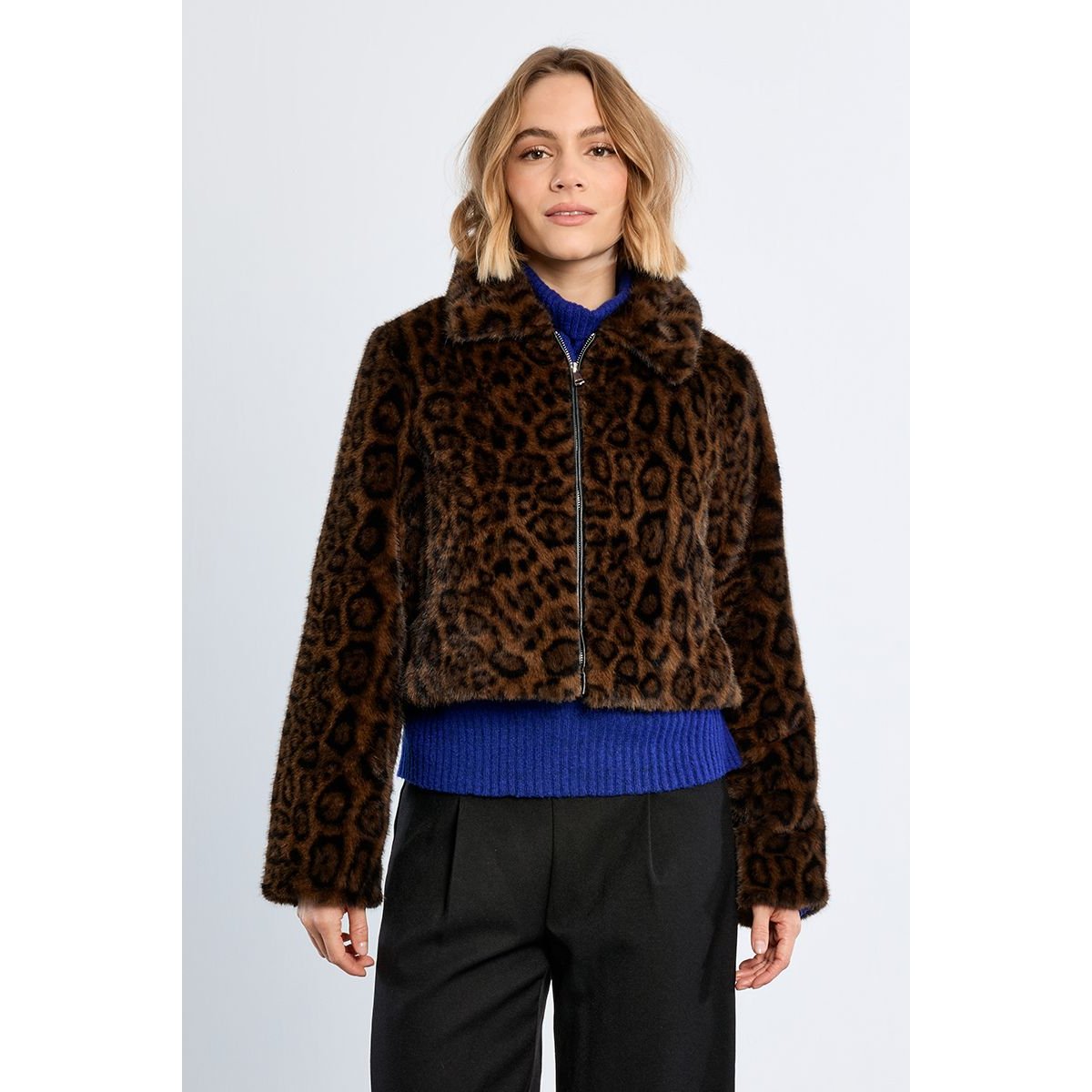 Veste imitation fourrure, léopard chocolate, LILI SIDONIO