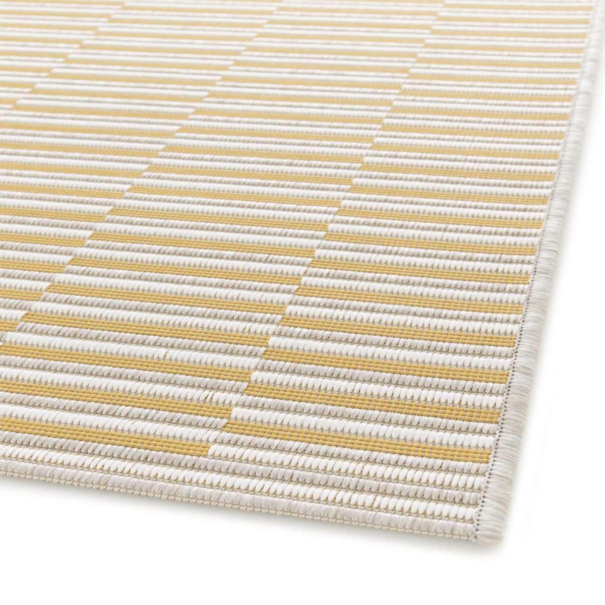Tapis extérieur intérieur motif géométrique tissé SUNSHINE MEX jaune, THE DECO FACTORY