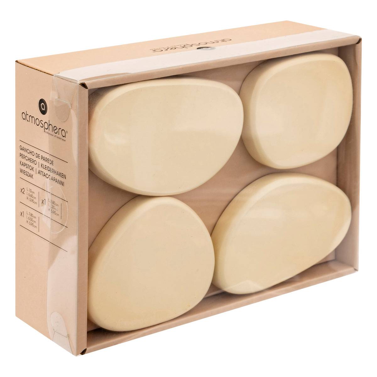 Lot de 4 patères organiques KAREN ivoire, ATMOSPHERA
