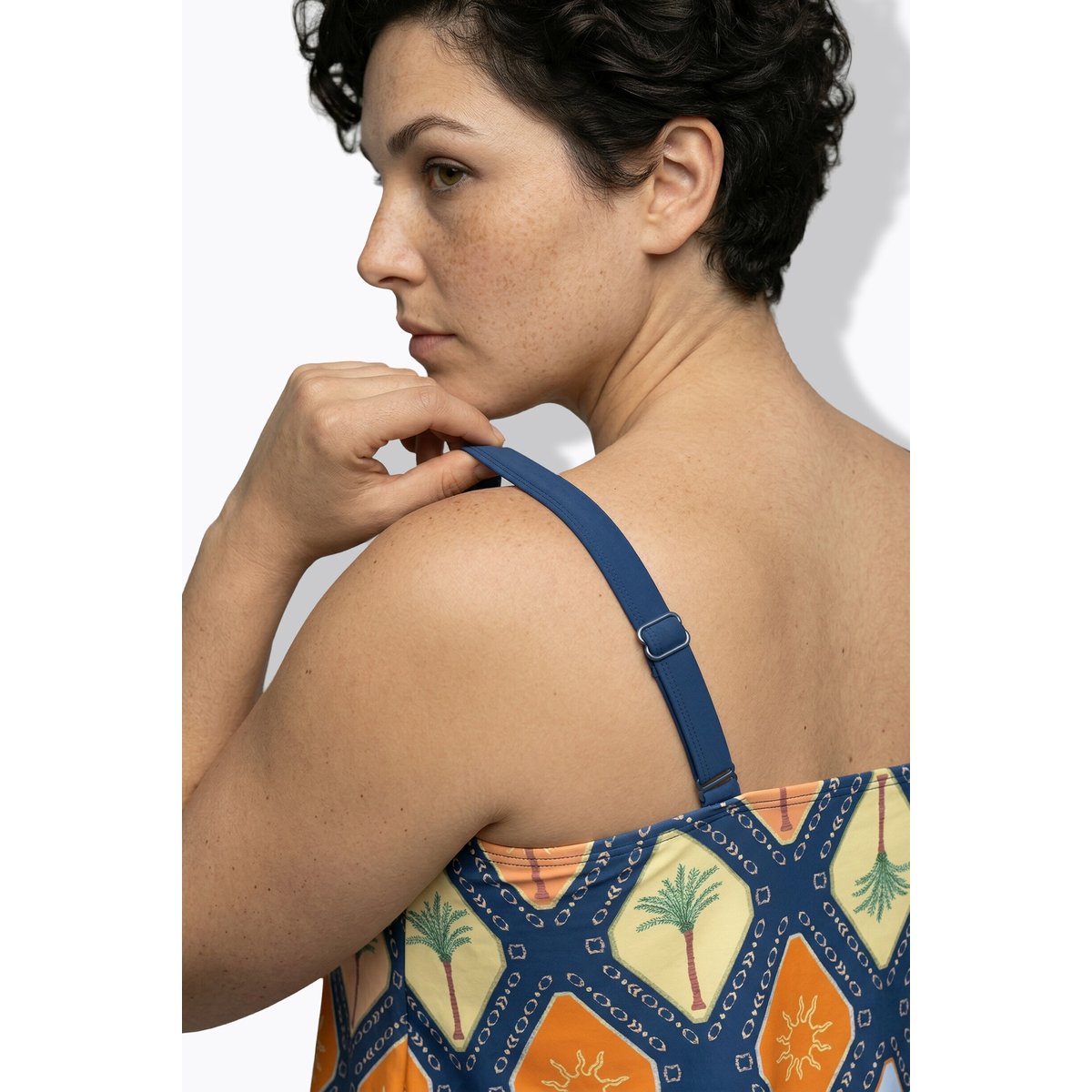 Tankini à bonnets souples. Imprimé baleine bleu, ULLA POPKEN