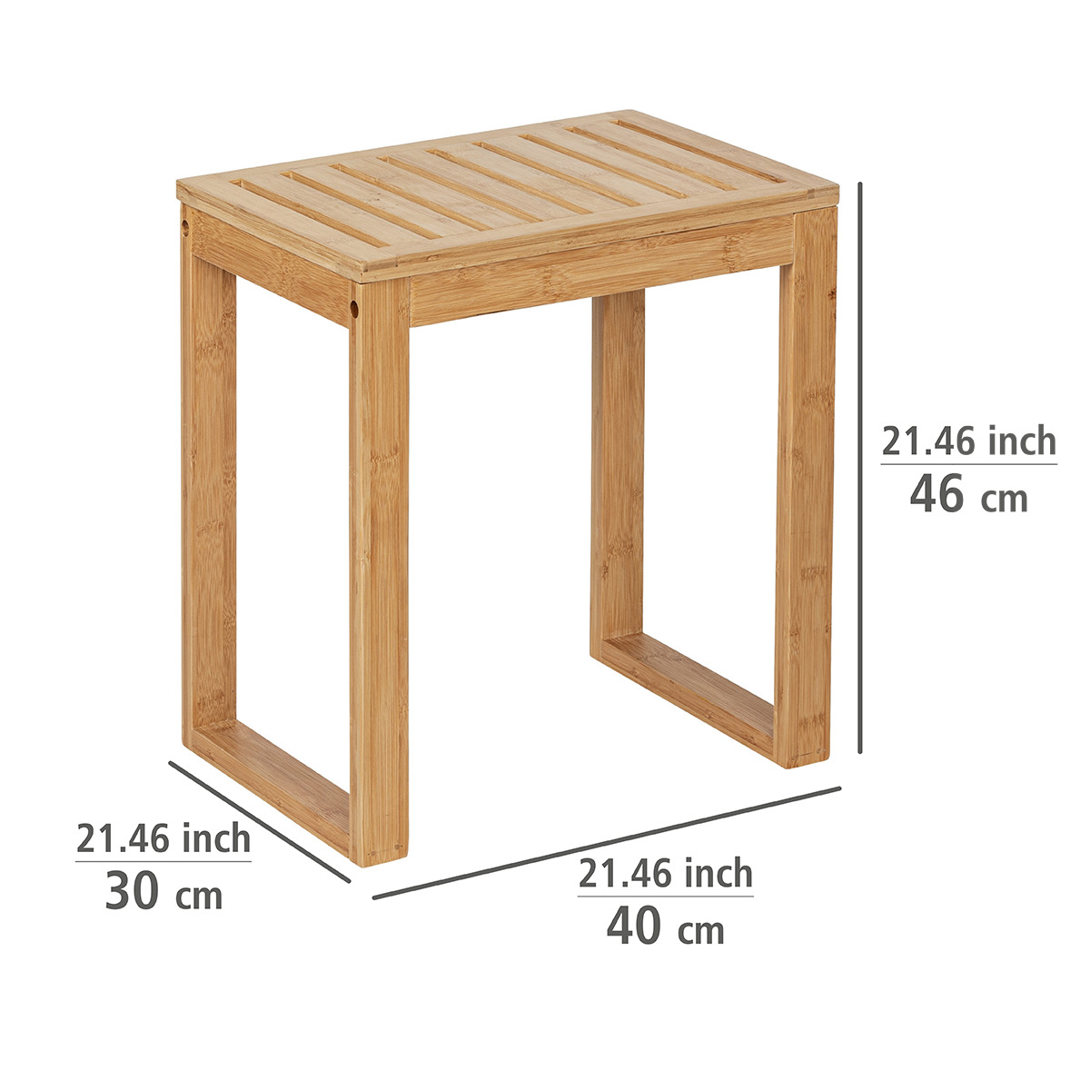 Tabouret de salle de bain en bambou BAMBUSA marron, WENKO