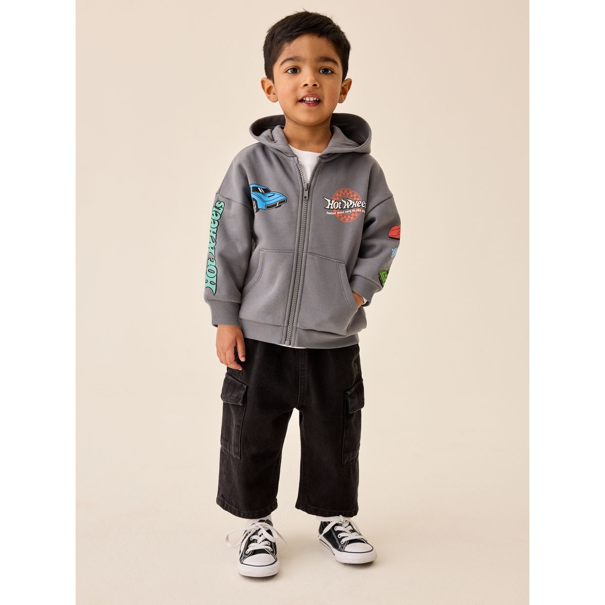 Sweat imprimé hot wheels fermeture éclair gris anthracite, NEXT