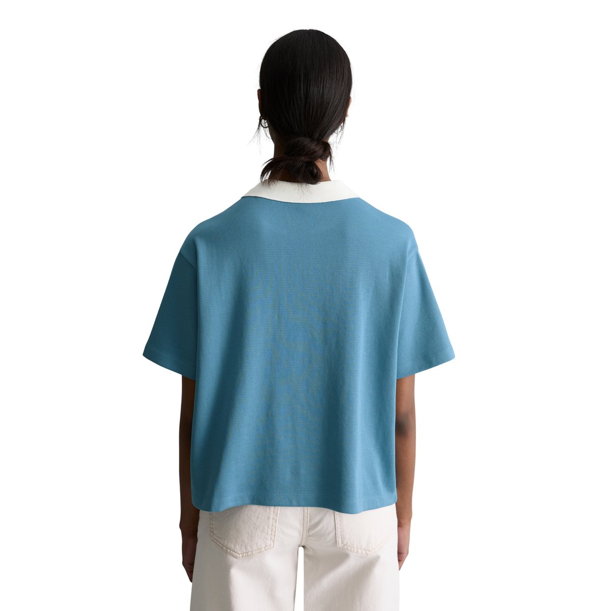 Polo relaxed en pur coton bio bleu moyen, MARC O’POLO DENIM