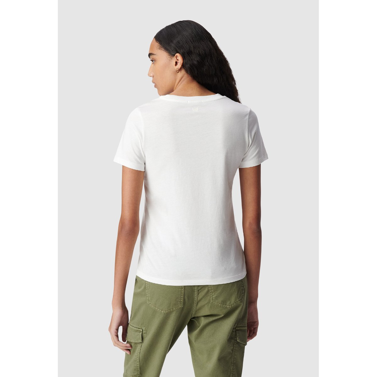 Tee-shirt droit col rond broderie chevrons dos blanc cassé, IKKS