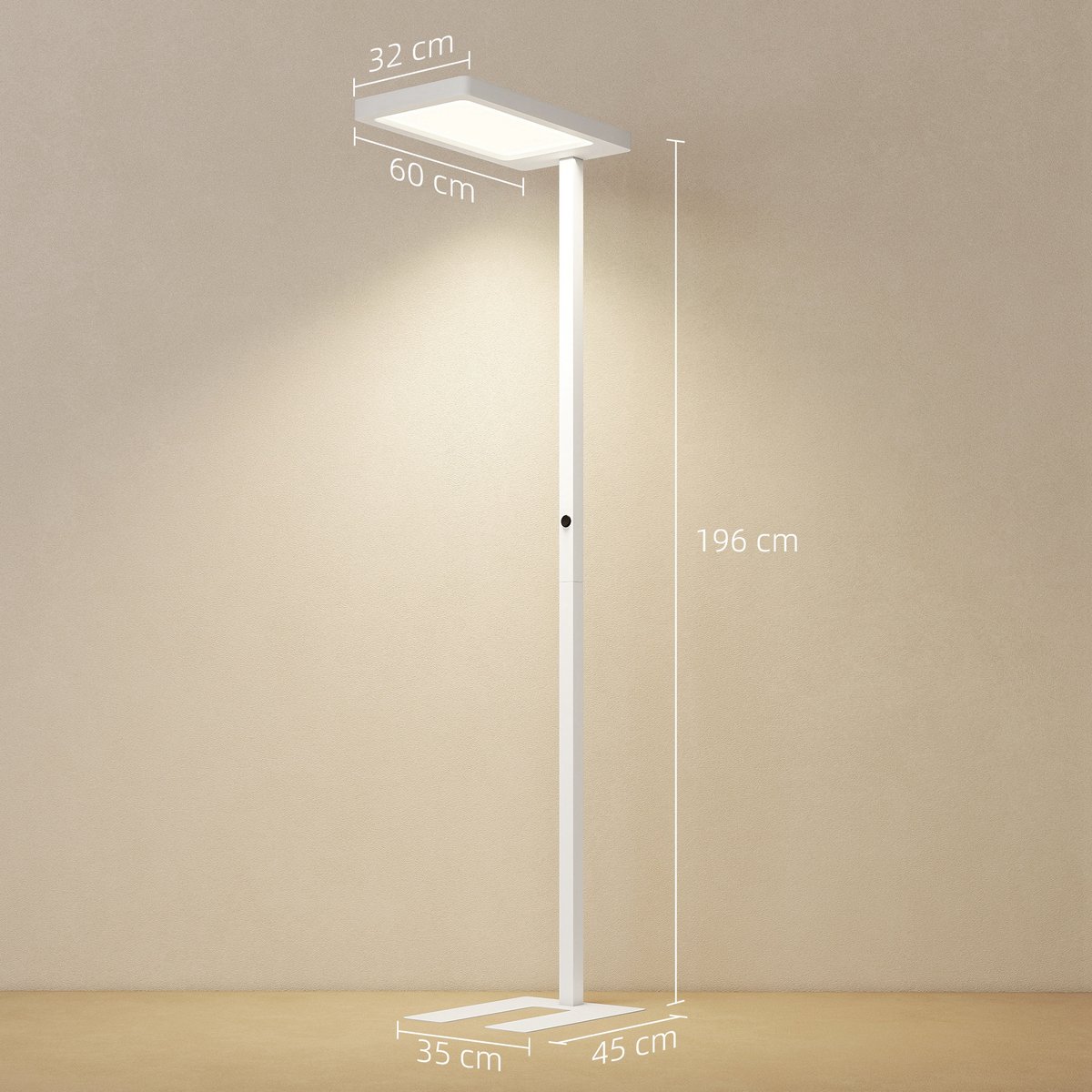 Lampadaire Métal Blanc blanc, HOMCOM