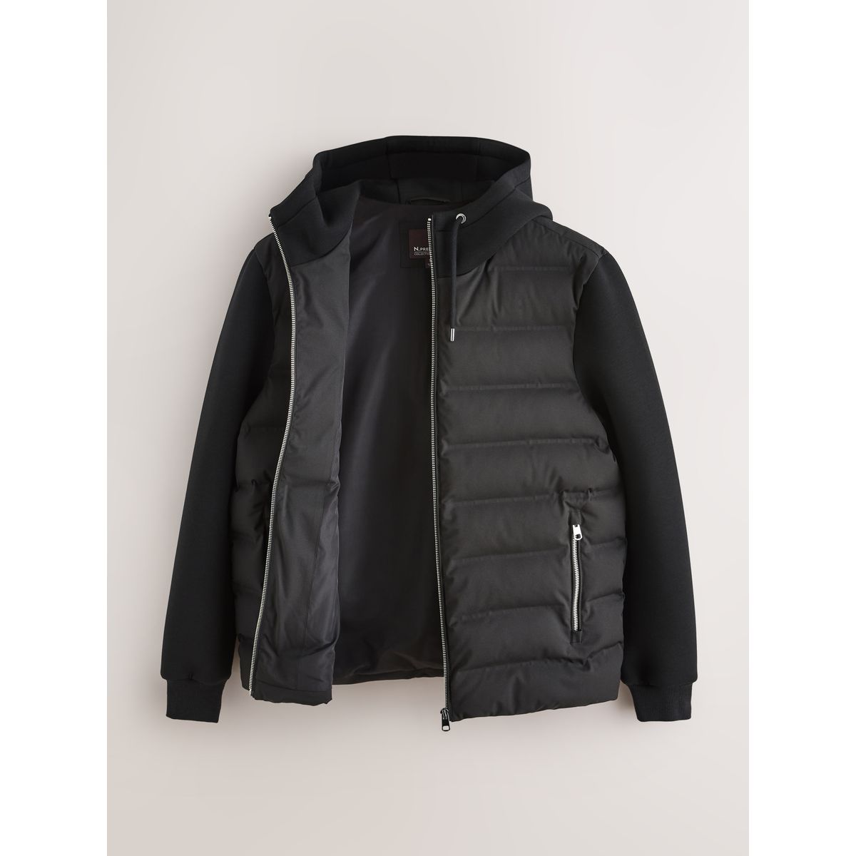 Veste à capuche matelassée hybride noir, NEXT