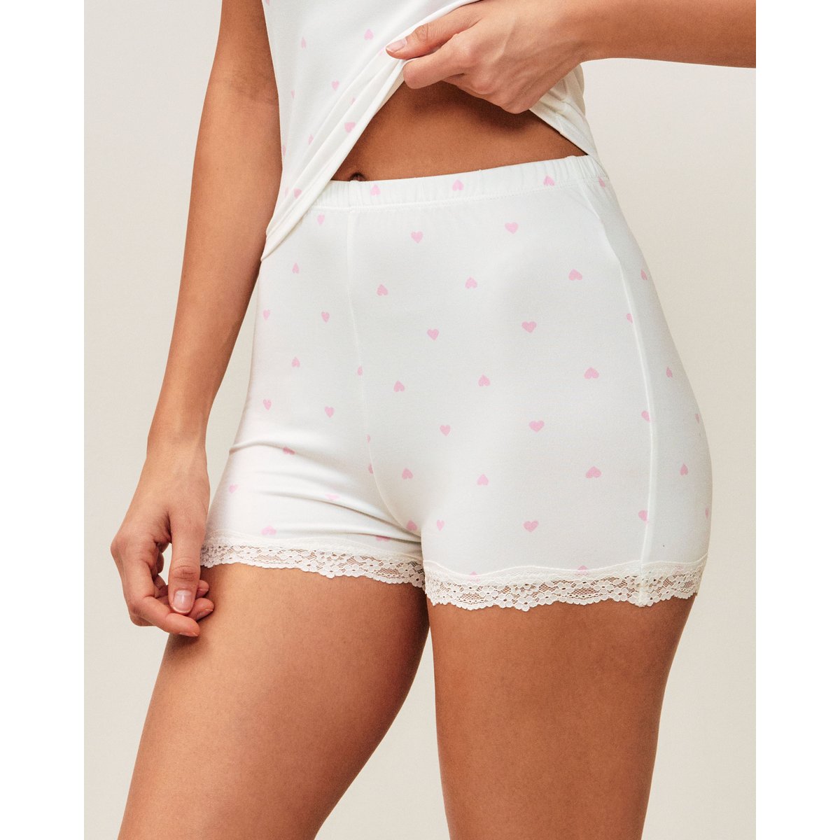 Ensemble de pyjama en jersey avec dentelle DAILYCOMFIZ blanc, UNDIZ