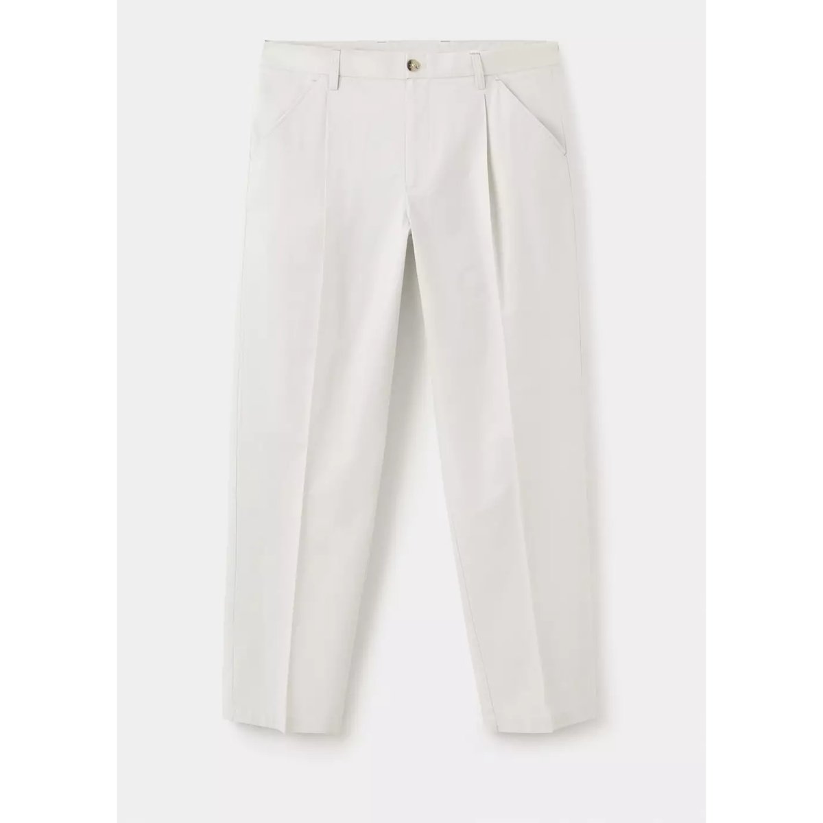 Pantalon relaxed fit cropped gris glacé, MANGO MAN