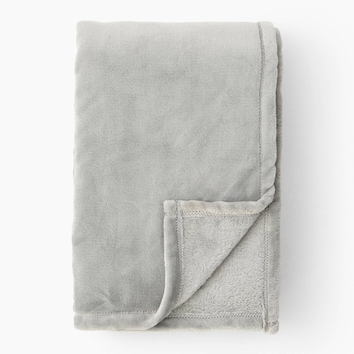 Plaid microfibre uni, 130x170cm, polyester recyclé gris, MONOPRIX MAISON