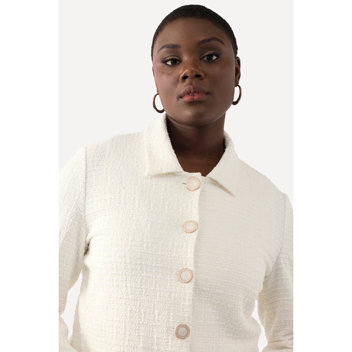 Veste en tissu bouclée, coupe Boxy blanc cassé, ULLA POPKEN
