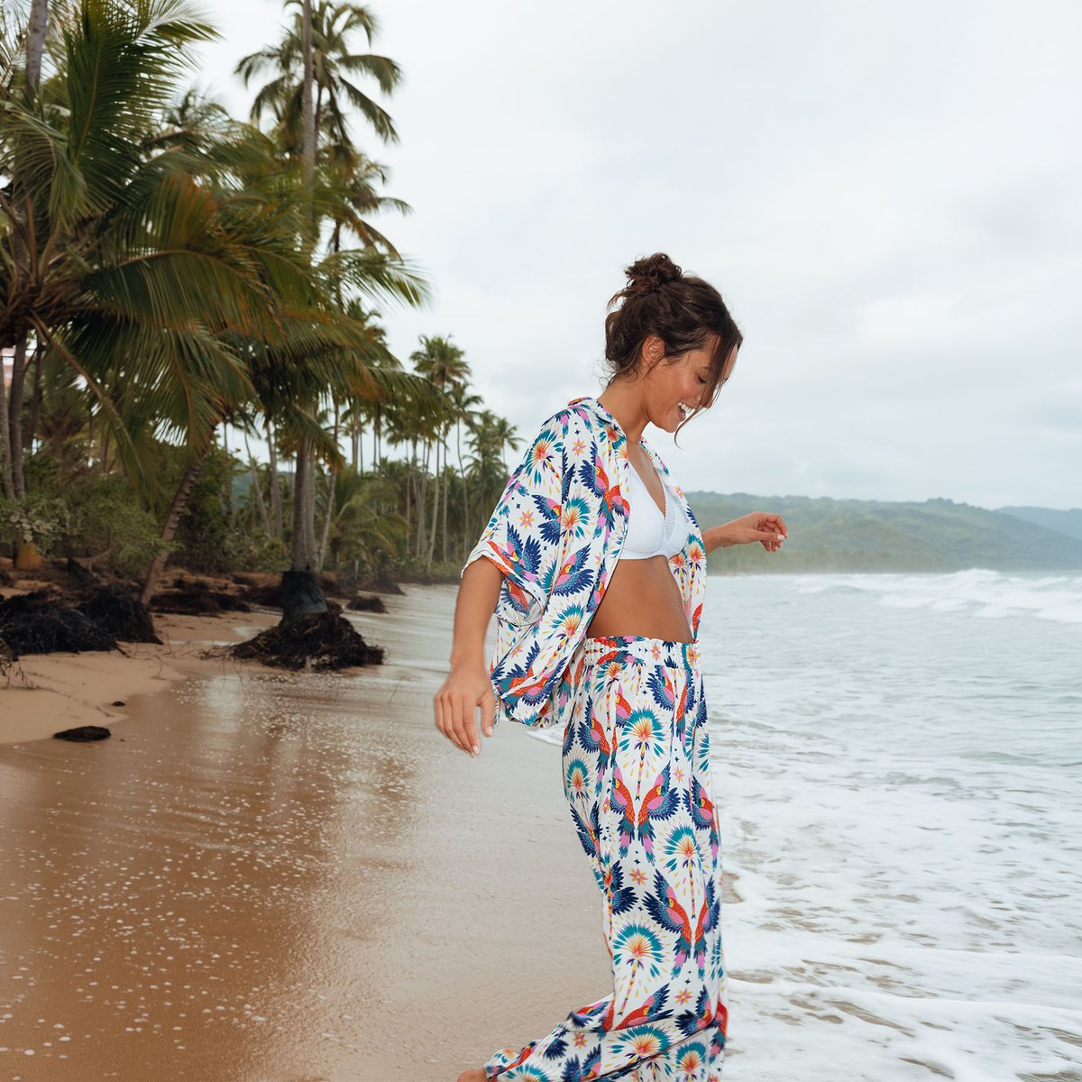 Pantalon pyjama GIRLY multico blanc, ROUGEGORGE LINGERIE
