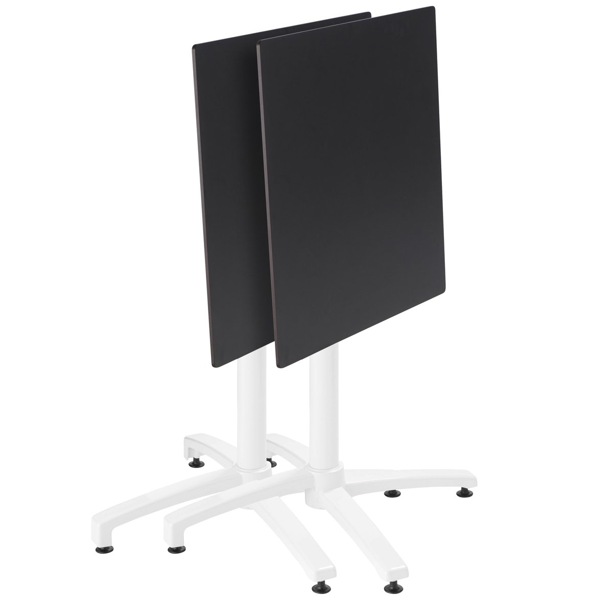 Table 60x60 cm inclinable stratifiée avec pied blanc et chaises en métal, OPERA blanc, OVIALA