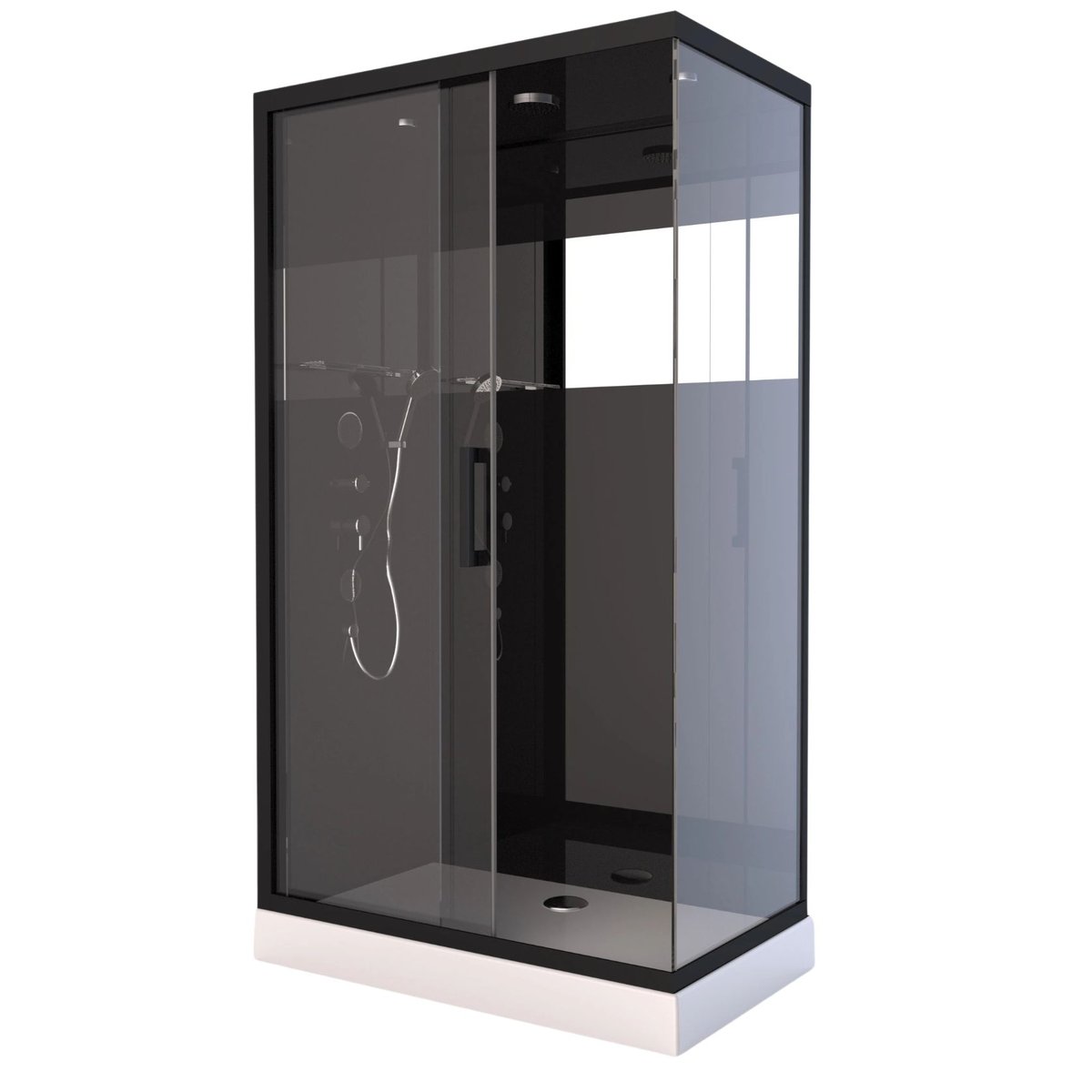 Cabine de Douche Black Mirror 2 Rectangle noir, HOME MAISON