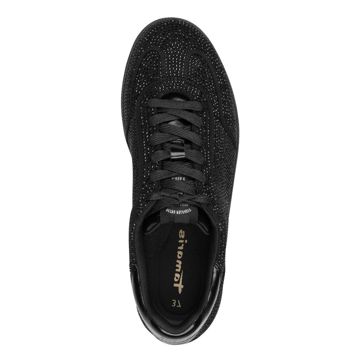 Basket à lacets noir brillant, TAMARIS