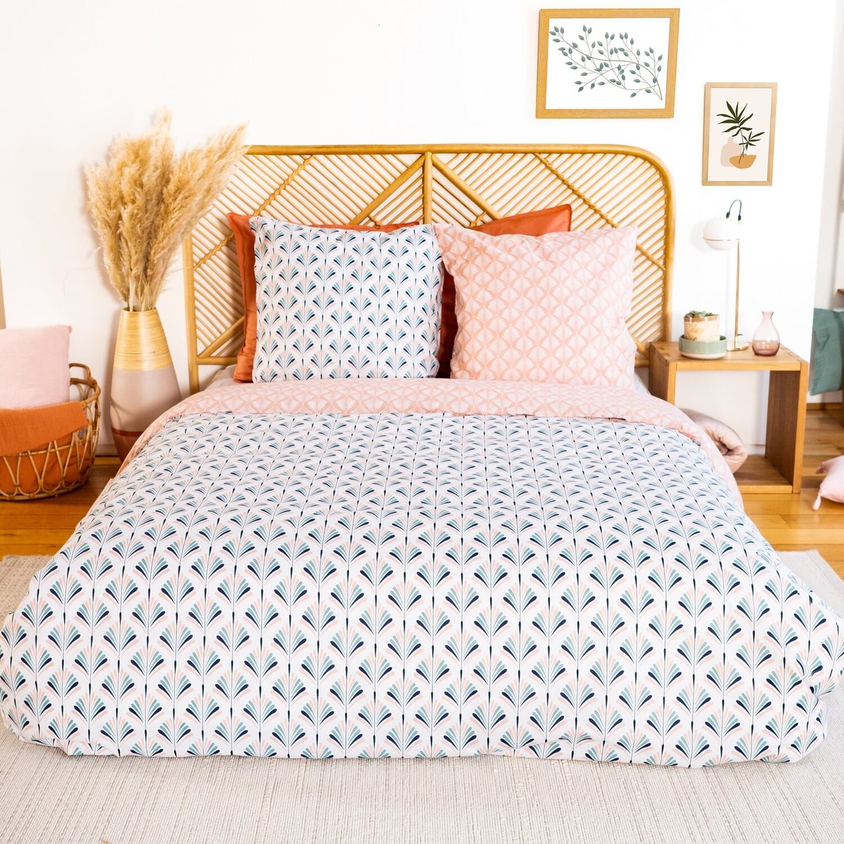 Parure housse de couette imprimée coton, Volea multicolore, C DESIGN HOME TEXTILE