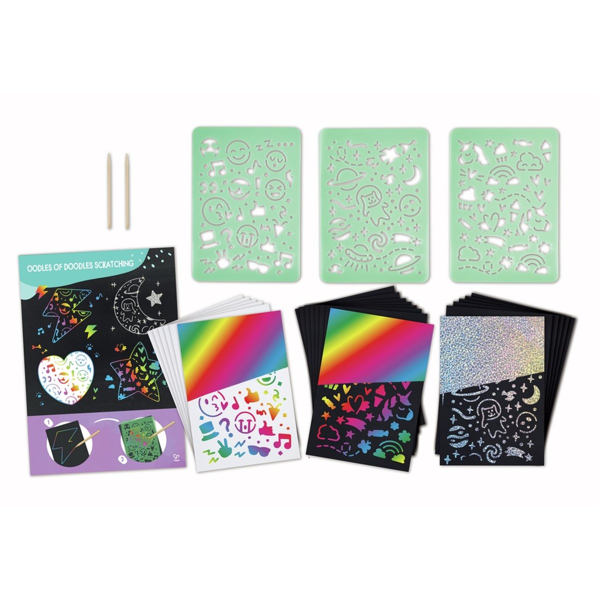 Coffret artistique tableaux à gratter noir, HAPE TOYS