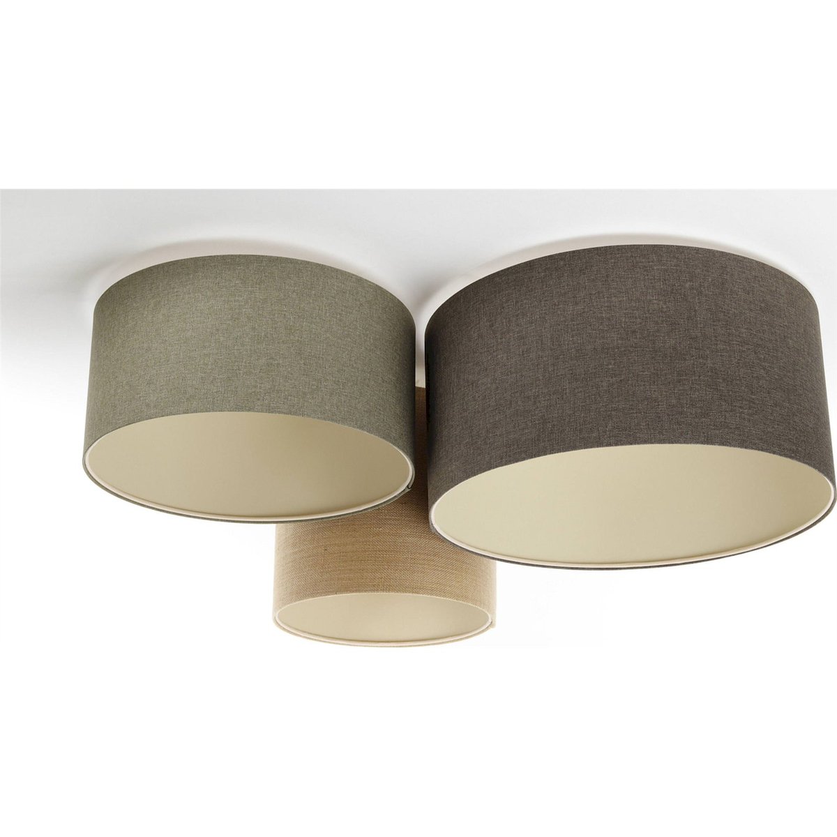 Plafonnier rond en tissu, BOHO ELEGANT beige crème tissu structuré, BPS KONCEPT