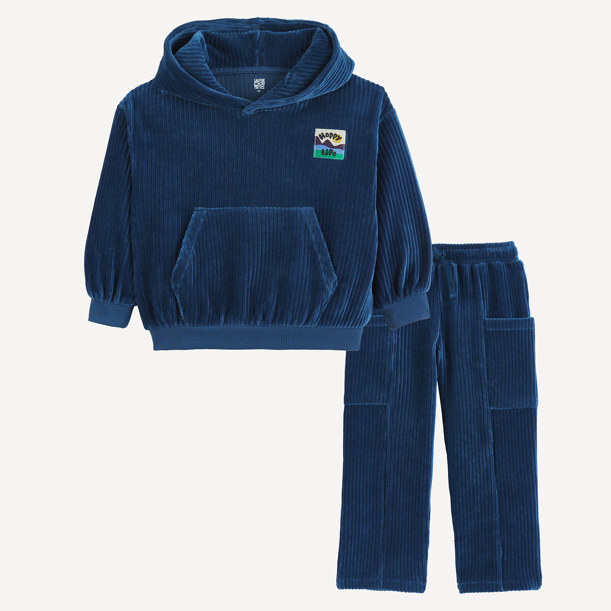 Ensemble 2 pièces, sweat à capuche et pantalon, en velours côtelé bleu, LA REDOUTE COLLECTIONS