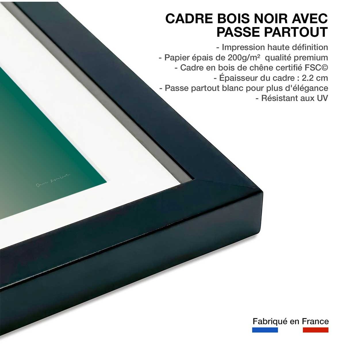 Affiche ville voyage Bangkok Thailand affiche + cadre en bois - noir, HEXOA