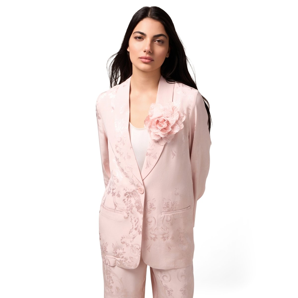 Blazer jacquard avec broche. rose, OLTRE