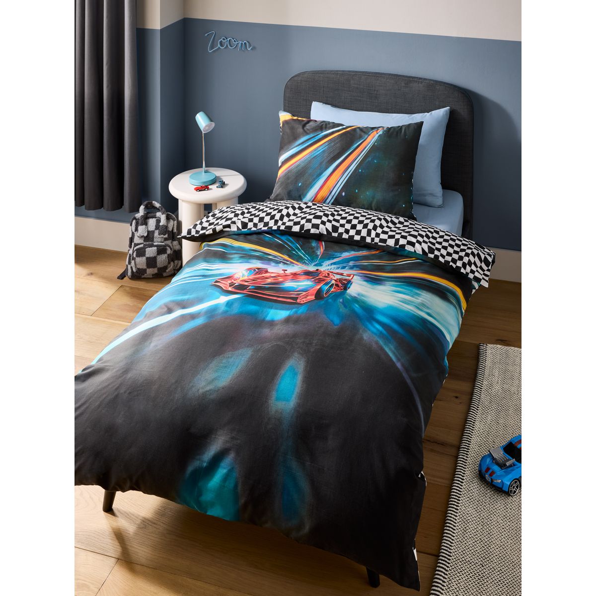 Parure housse de couette et taie d'oreiller voiture de course, NEXT