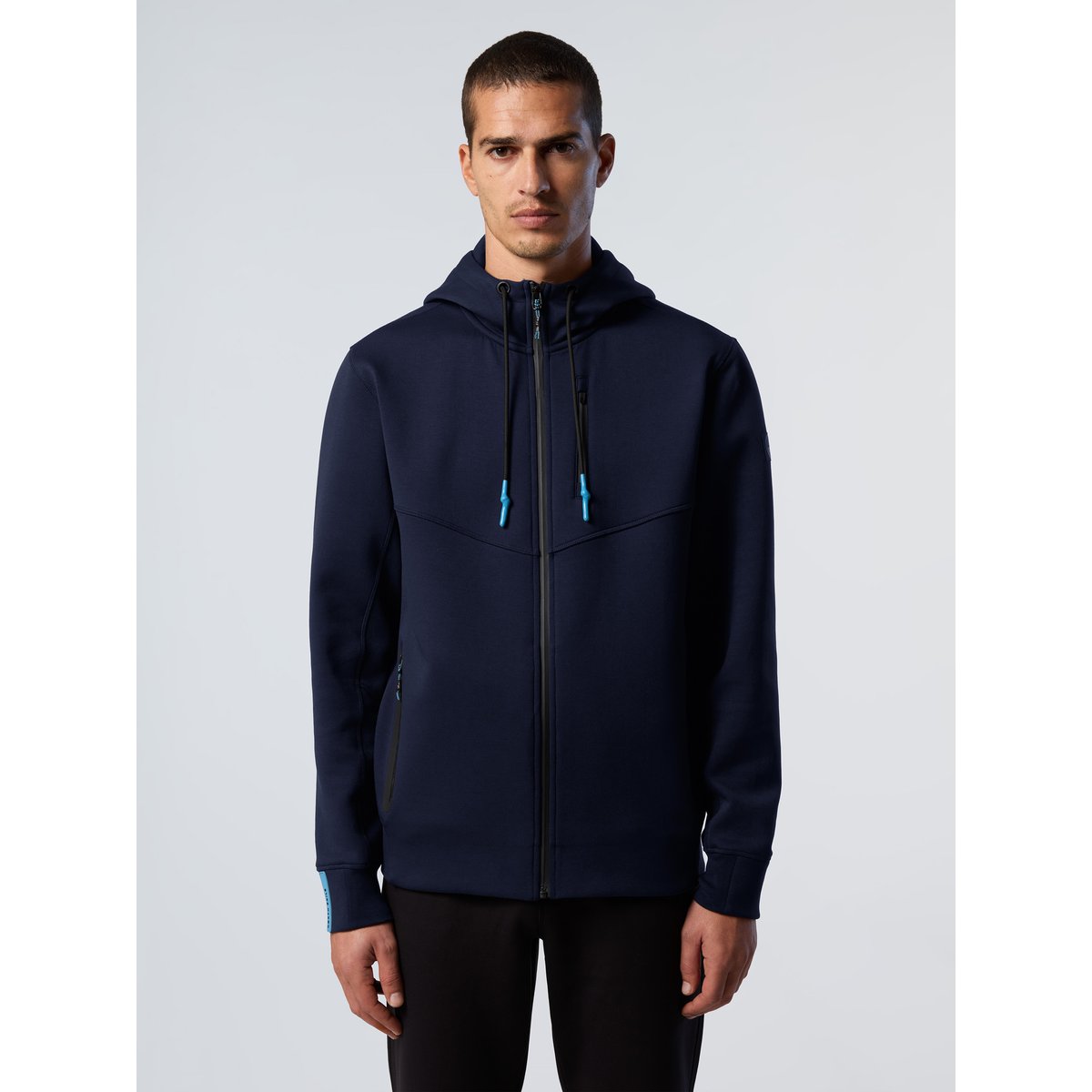Sweat à capuche entièrement zippé en interlock bleu marine, NORTH SAILS