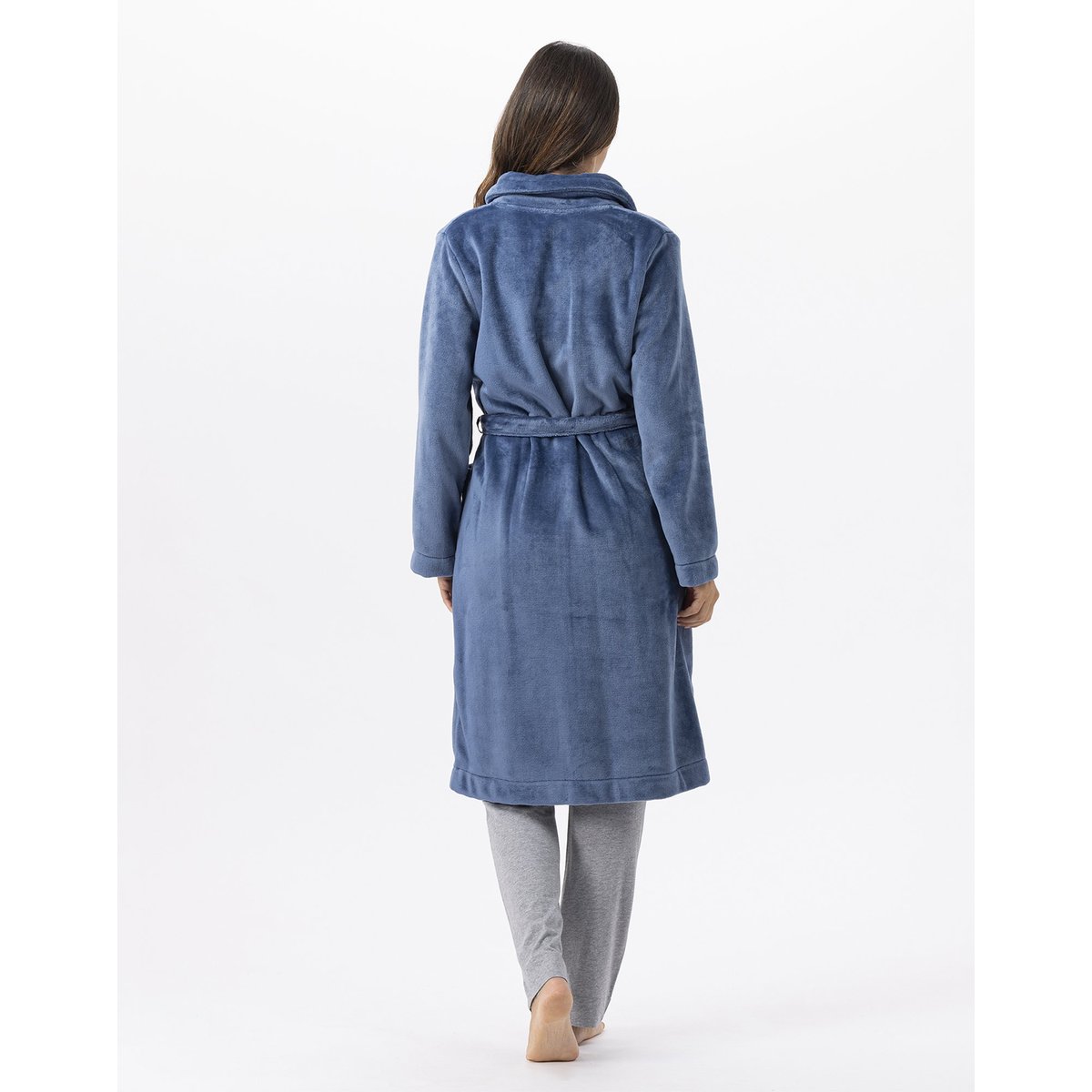 Robe de chambre en peluche flanelle ESSENTIEL H51B bleu, LE CHAT