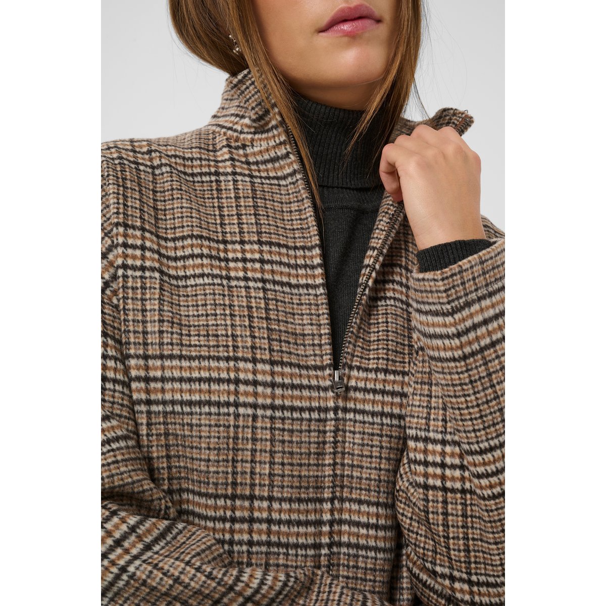 Manteau marron toffee check, CULTURE