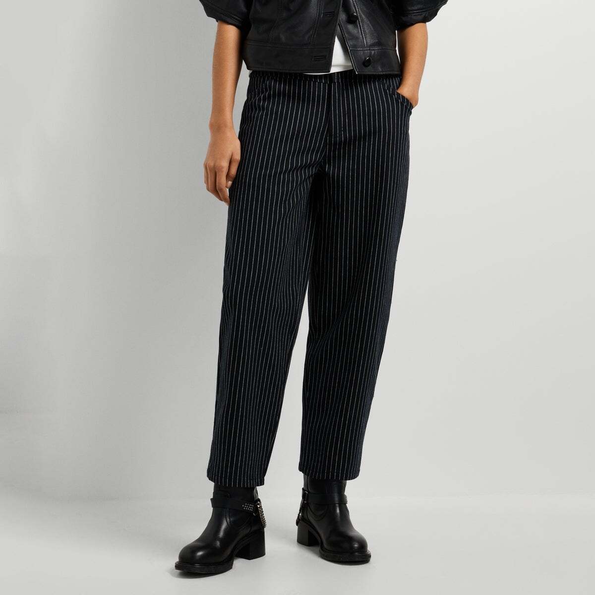 Pantalon Droit À Rayures Diplomatiques noir, PEPE JEANS