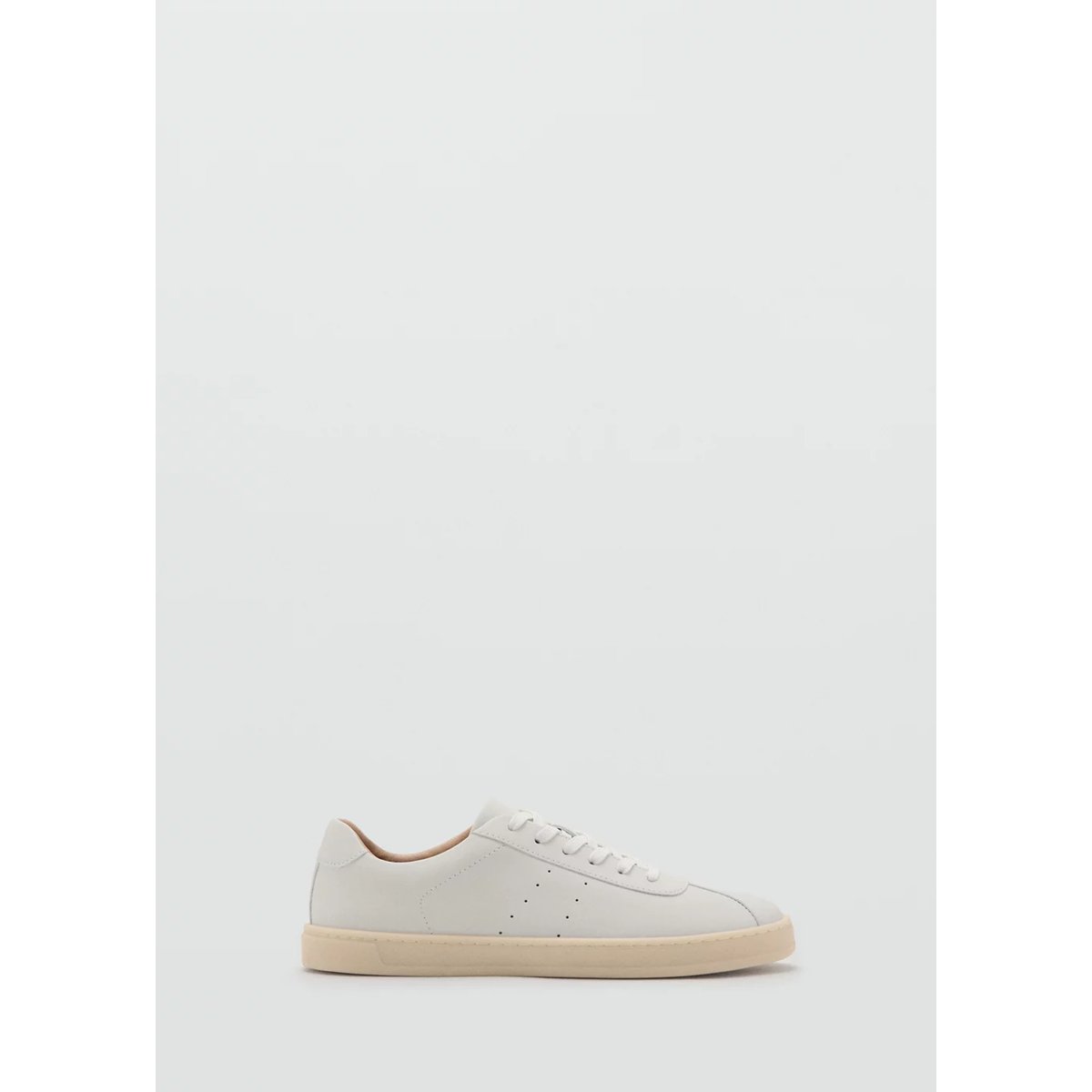 Tennis empiècements cuir blanc, MANGO MAN