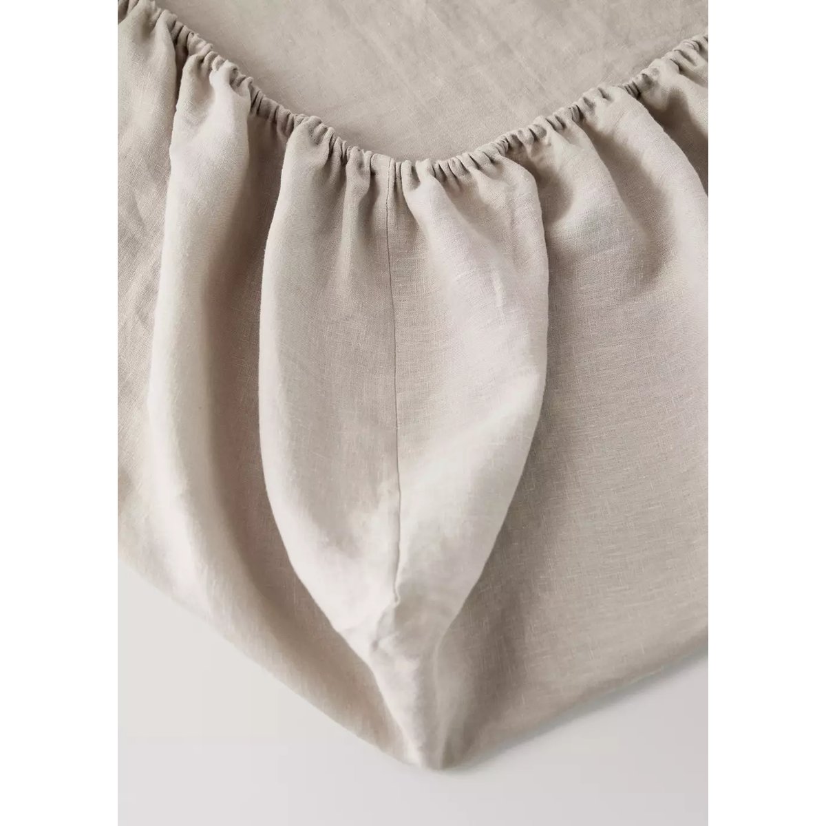 Drap-housse enfant lin lavé lit 90 cm marron moyen, MANGO HOME